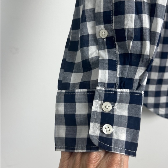 J. Crew Women's Navy White Gingham Lightweight Cotton Signature Fit Shirt Small - Picture 10 of 12